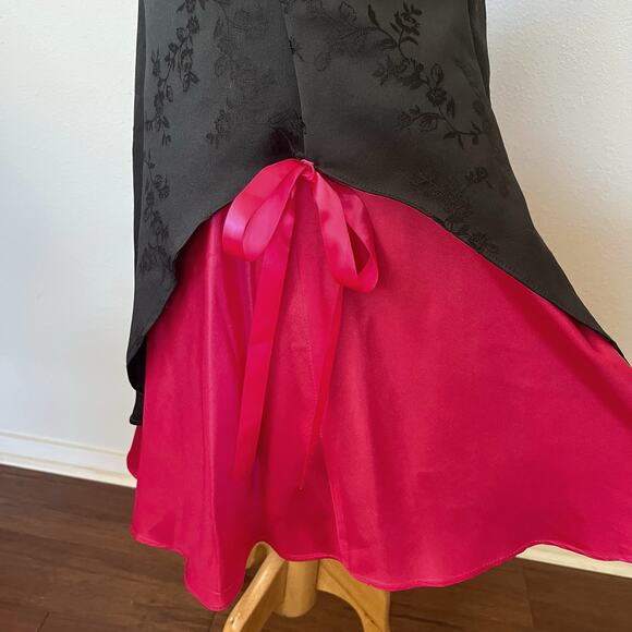 Vintage 90s / Y2K Whimsygoth Maxi Prom Dress Emo Goth Hot Pink Black // Size XS - Picture 2 of 5